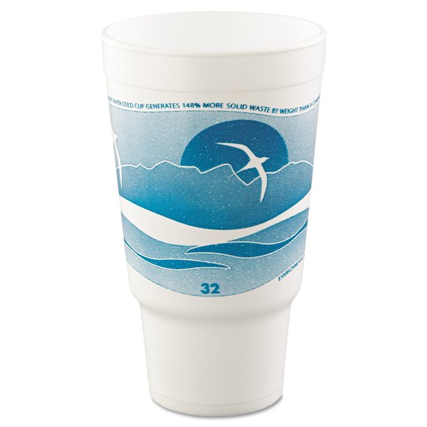 Dart Horizon Hot/Cold Foam Drinking Cups, 32oz, Teal/White, PK400 32AJ20H